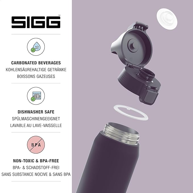 SIGG - Shield Therm- Stainless Steel Insulated Water Bottle - Carbonated Drinks, Leakproof, BPA Free, Recycled, 25, 34Oz