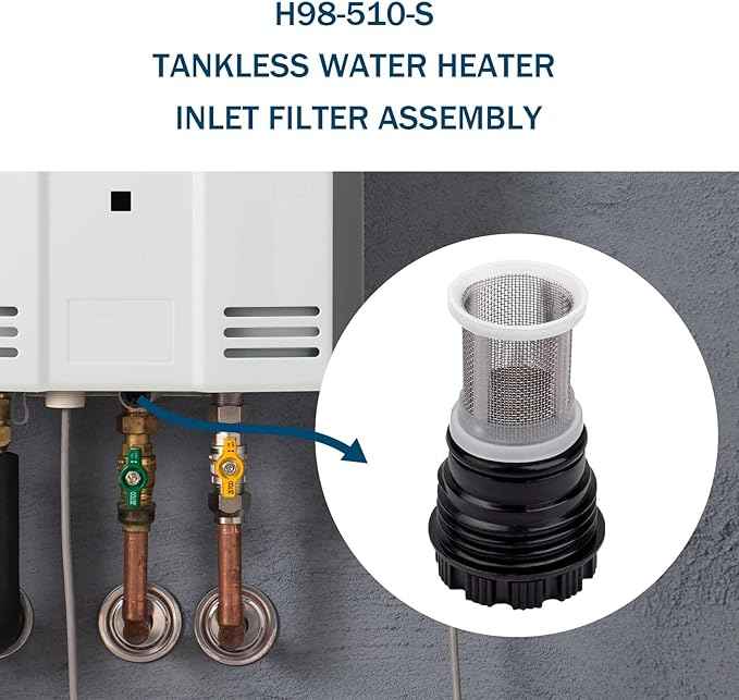 H98-510-S Tankless Water Heater Inlet Screen Assembly, Compatible with Rinnai Water Heater Parts & Accs, Tankless Water Heater Filter Replacement Parts for Continuum Water Heaters（1 Pack）