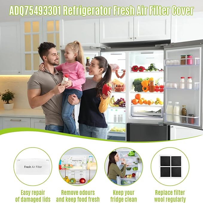 ADQ75493301 Refrigerator Fresh Air Filter Cover Replacement for LG Refrigerator Parts LRMVS3006S, LRMDS3006S, LRMVC2306S, LRMDC2306D, LRFVC2406S, LRFDS3016S, LRMDS3006D