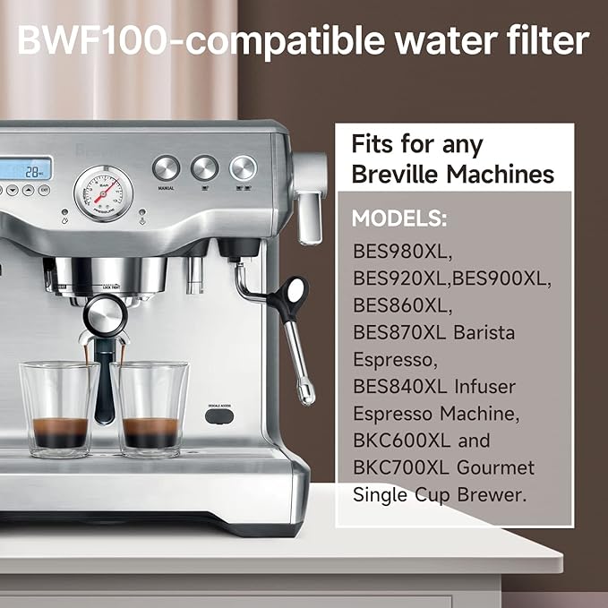 ICEPURE Coffee Machine Water Filter Replacement for Breville BWF100 BWF100NA BES980XL BES920XL BES900XL BES860XL BES870XL Barista Espresso, BES840XL BKC600XL BKC700XL, 24PACK - AquaVibe