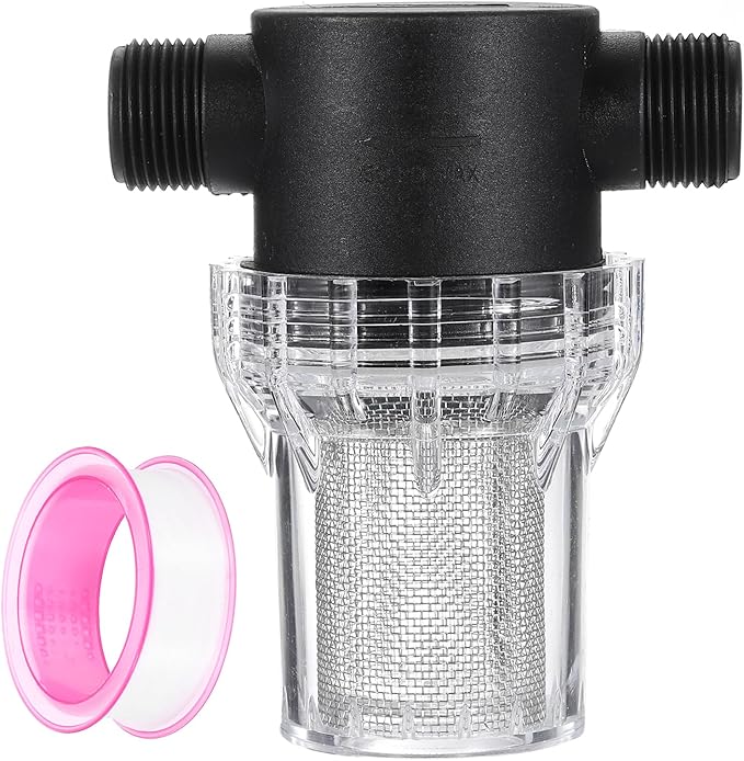 uxcell Pressure Washer Filter 3/4" NPT Female Thread, Inline Mesh Strainer Attachment, Outlet for Pipe Strainer, Stainless Steel Screen with Sealant Tape (Size:20 Mesh) - AquaVibe