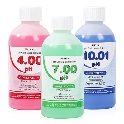 pH EC PPM Monitor for Water Hydroponic with pH Calibration Solution, 6 in 1 pH EC TDS Continuous Monitor with 250ml pH 4.0+7.0+10.0 Calibration and Probe Cleaning Solution for Water, Pool