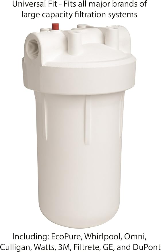 EcoPure EPW4C Carbon Block Whole Home Replacement Water Filter-Universal Fits Most Major Brand Systems, 1 Count (Pack of 2), Gray/White