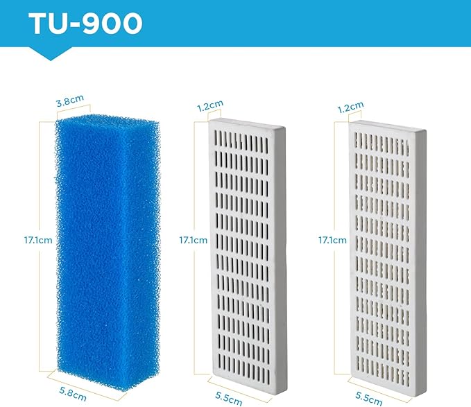 Replacement Cartridge for Aquarium UV Filter TU-900 with Aquarium Filter Foam, Active Carbon and Ceramic Ring(TU900-S) - AquaVibe