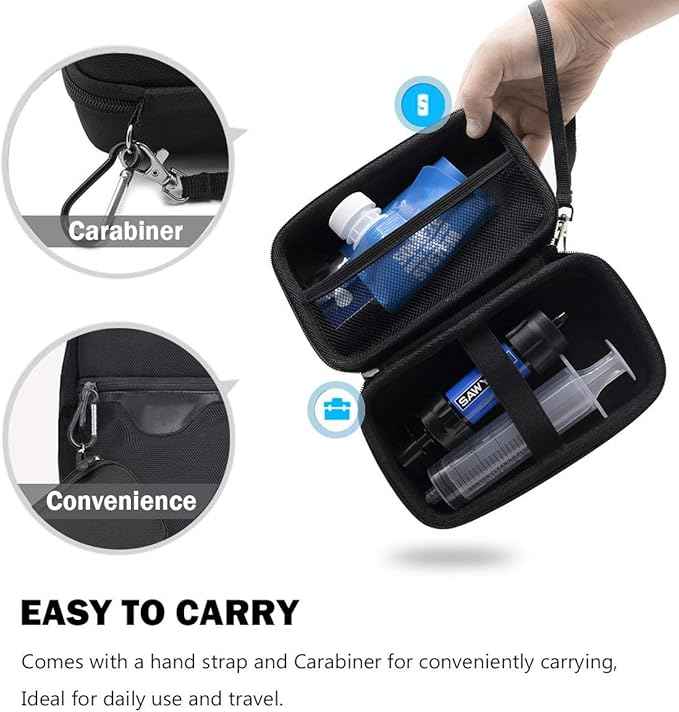 ProCase Water Filter Case for Sawyer Products Mini Water Filtration System, Hard Carrying Case Shockproof EVA Storage Case for Drinking Straw, Squeeze Pouch and Other Accessories - Black