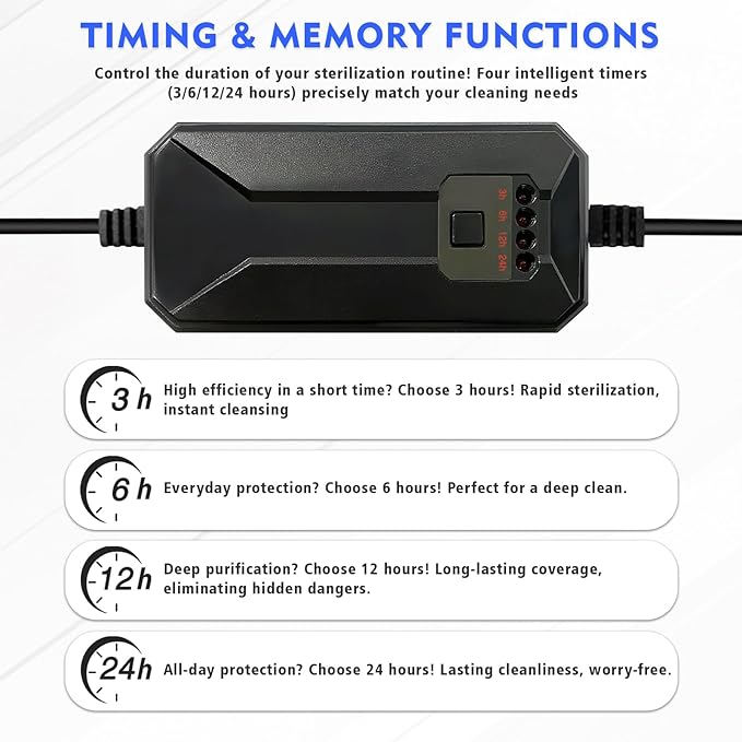 UV-C Aquarium Clean Light with Timer, Mini 3W 5W 7W 9W 11W Submersible Algae Clean Light Water Green Clean Fish Tank Water Clean Lamp for Sump Pond Filter Tank (5W Timer)