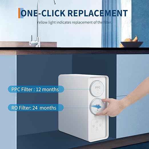 RO System 600 GPD, Under-Sink Tankless Reverse Osmosis Water Filter, 2:1 High Pure to Drain Water-Saving, NSF/FC/SGS Certified, Smart Faucet Reminder