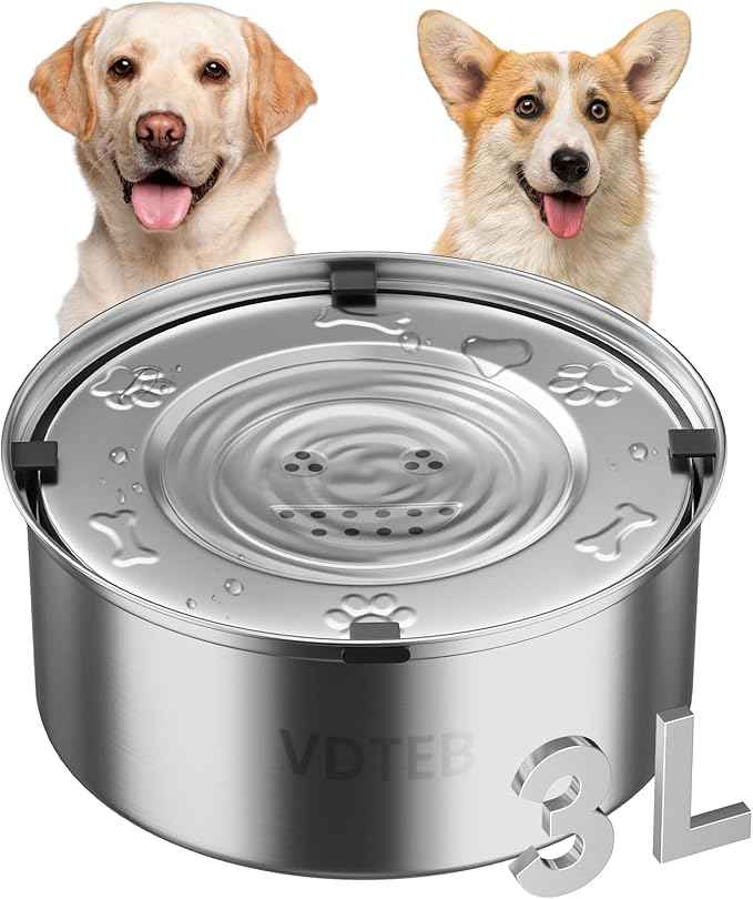 Dog Water Bowl No Spill,3L/101oz Stainless Steel Water Bowl for Dogs, Spill Proof Slow Drinking Dog Water Feeder with Anti-Slip for Medium to Large Messy Drinkers