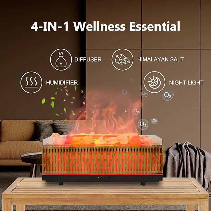 Essential Oil Diffuser for Home 200ML, Himalayan Salt Lamp Diffuser Aromatherapy Diffuser with Ultrasonic Humidifier 7 LED Colors 2 Timing Modes Auto Off Diffuser for Spa,Yoga,Office