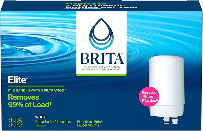 Brita Replacement Water Filter for Faucet Mount, Removes 99% of Lead, Sink Filtration System, White, 3 Count (Pack of 4)
