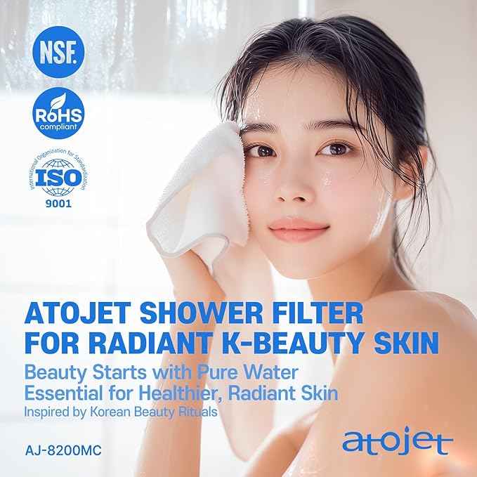 Filter Showerhead Born From Korea’s Beauty Heritage – Pure Carbon Filters for Softer Skin & Smoother Hair | Eco Hose 2M (79in) l 6 Month Advanced Filtration Set (AJ8200MC-ECO-6MO-SLV)