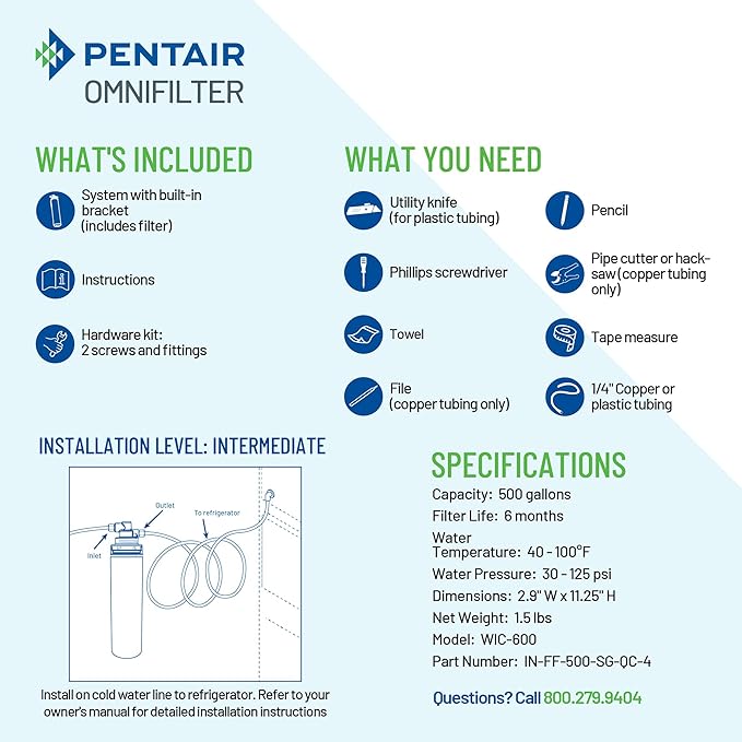 Pentair OMNIFilter Quick Change Refrigerator and Icemaker Filtration System