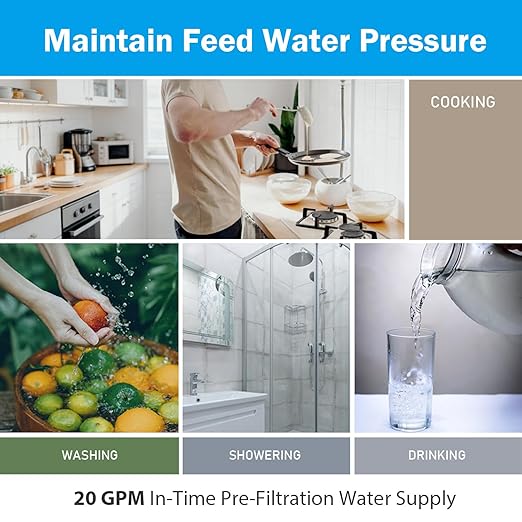 Frizzlife 40 & 100 Micron Spin Down Sediment Water Filter Built-in Scraper, Reusable and Flushable Whole House Pre-Filtration System, Flushable Filtration, 1" + 3/4" NPT, BPA Free, JG40-100