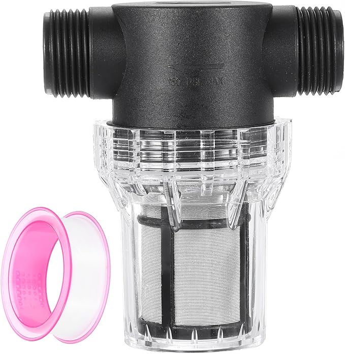 uxcell Pressure Washer Filter 1" NPT Female Thread, Inline Mesh Strainer Attachment, Outlet for Pipe Strainer, Stainless Steel Screen with Sealant Tape (Size:80 Mesh) - AquaVibe