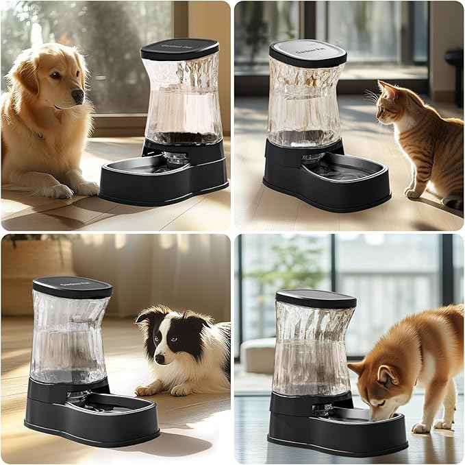 Gardner Pet Automatic Dog Water Dispenser Gravity Stainless Steel Water Waterer Feeder, Large Capacity Water Feeding Bowls for Medium & Large-Sized Dogs Cats Other Pets -(2.1 Gallon)