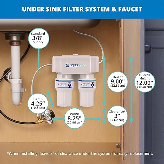 Aquasana Under Sink Water Filter | 2-Stage Filtration | Reduces up to 99.99% of PFAS, Lead, Chlorine, Cysts, & More | Under Counter Drinking Water Filter | Brushed Nickel Faucet | AQ-6200-BN