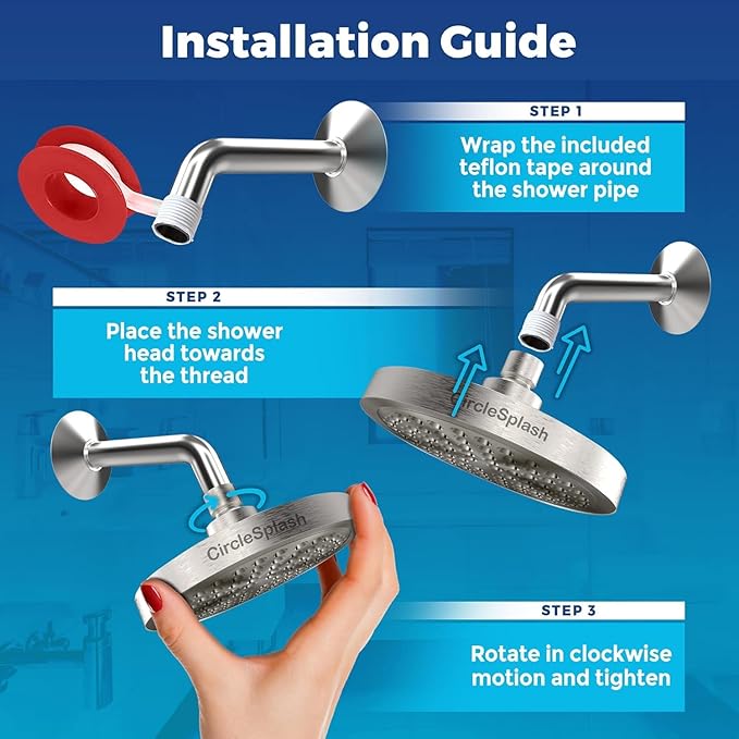 '-High Pressure Shower Heads - High Flow Shower Head - 1.8 GPM with Removable Restrictor - California Certified - Universal Replacement - Plumbers Tape Included - (Brushed Nickel Finish) - AquaVibe
