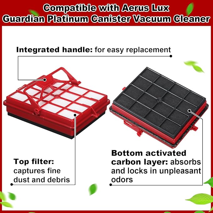 1 Pack Replacement Style P HEPA and Carbon Pre-filters Compatible with Aerus Lux Guardian Platinum Canister Vacuum Cleaner, with Handle - AquaVibe