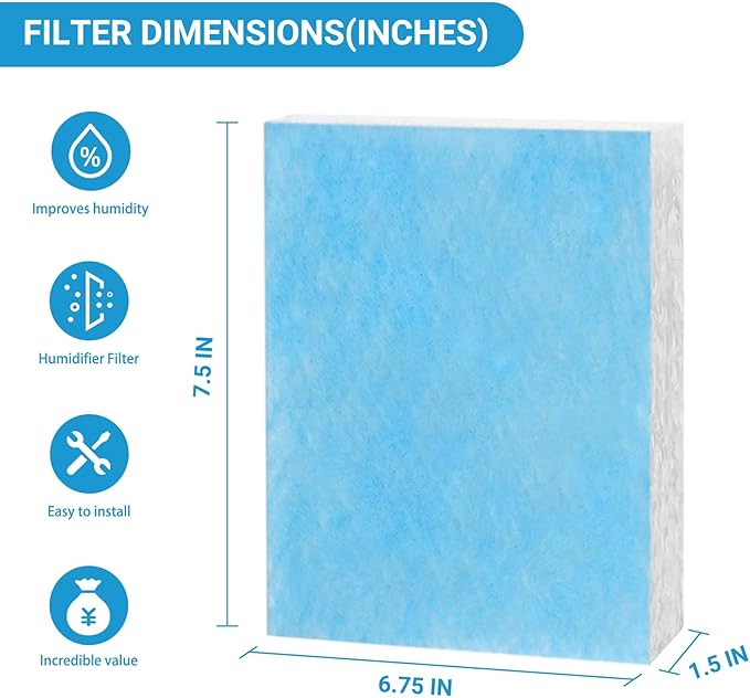 Lemige 4 Pack HFT600 Humidifier Filters T Compatible with Honeywell Humidifier HEV615 and HEV620, Compare to Part HFT600T HFT600PDQ, Upgraded HFT600PF1 Replacement Wicking Filter T