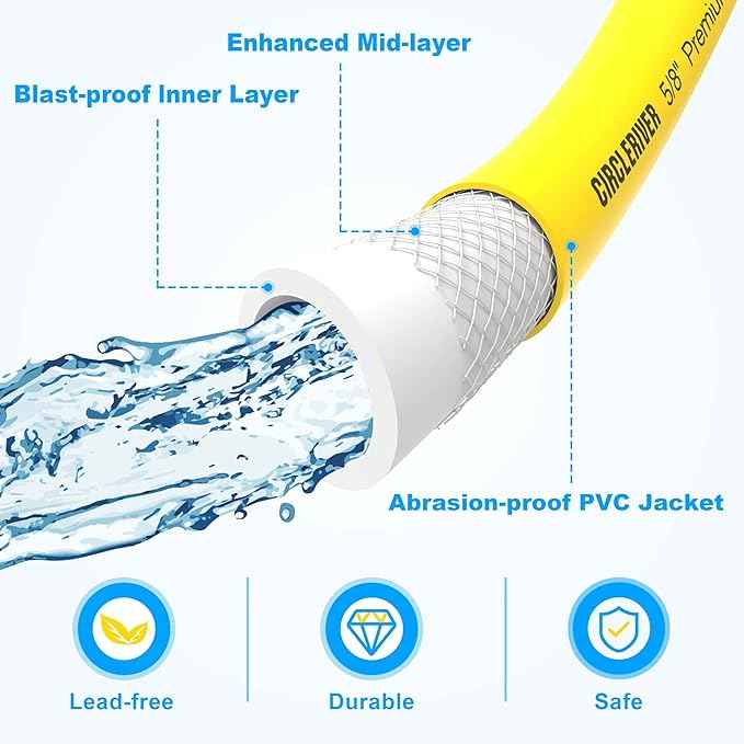 RV Drinking Water Hose 50FT with Storage Bag, 5/8" Premium Fresh Water Hose for RV, Camping, Marine, Trailer and Truck, BPA Free, Anti-Kink and Leak-Free, Drinking Water Safe
