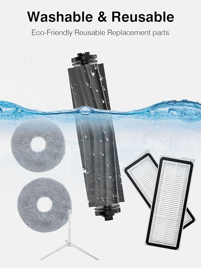 22 Pcs Accessories Kit for Dreame L10 Ultra/L10s Ultra/L10s Pro/L10s Pro Gen 2/L10 Prime/Xiaomi X10+/X20+ Vacuum Robot, 1 Main Brush, 4 Filters, 6 SideBrushes, 4Dust Bags, 6Mop Pads, 1Cleaning Brush - AquaVibe