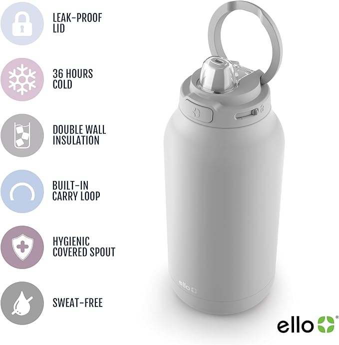 Ello Hydra 64oz Half Gallon Vacuum Insulated Stainless Steel Jug with Locking