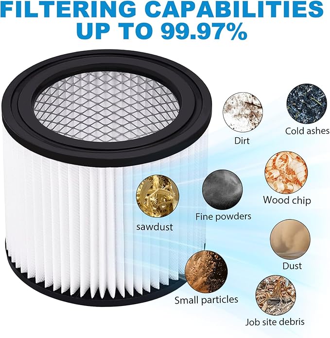 90398 Shop Vac Filters Replacement for Shop Vac Type AA Cartridge Filter 90398/118692, 9039800, 9039833(2 Pack), with 4 Foam - AquaVibe