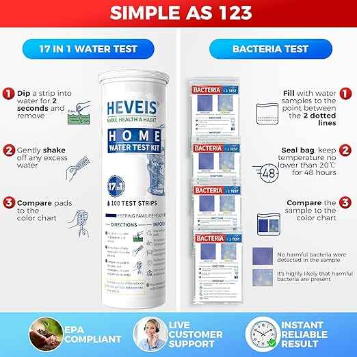 21-in-1 Home Drinking Water Testing Kit - 120 Strips + 4 Bacteria Tests - Tap and Well Water Test Kit, Easy to Test and Read for Hardness, Lead, Iron, Fluoride, pH, Copper, Bacteria and More