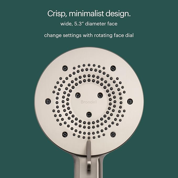 Brondell Nebia Yuba HaloNetic Double Dock Magnetic Handheld Shower Head, 60" Stainless Steel Hose, 5-Setting, Matte Gold