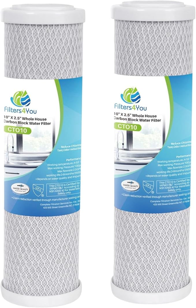 CFS – 2 Pack Carbon Block Water Filter Cartridges Compatible with RainSoft 21179 Models – Removes Bad Taste and Odor – Whole House Replacement Filter Cartridge – 5 Micron