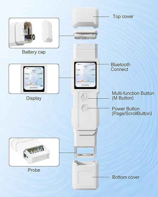9-in-1 Smart Water Tester with APP Monitoring, Digital Water Test Kit for Turbidity, TDS, EC, Temp, Salt, GH, TOC, COD & UV275, Professional Water Tester for Drinking Water, Well, Tap & Outdoor.
