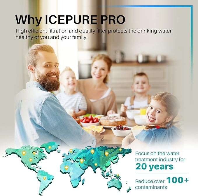ICEPURE PRO ADQ74793501 NSF/ANSI 401 NSF/ANSI 42Certified Replacement LT1000P, Kenmore Elite 9980, ADQ747935 LT1000PC MDJ64844601 ADQ74793502 LFXS26973S Refrigerator Water and LT120F Air Filter, 4PACK