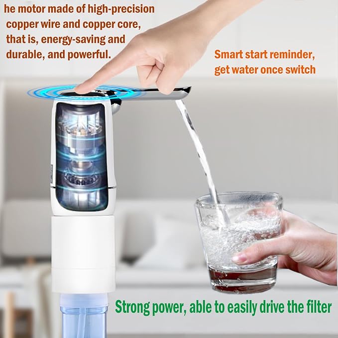 CoolWAY Gallon Bottle Electric Pump Filter - Portable Water Dispenser for Camping, Outdoors, Home and Office, 5 Gallon Water jug Dispenser with Filter