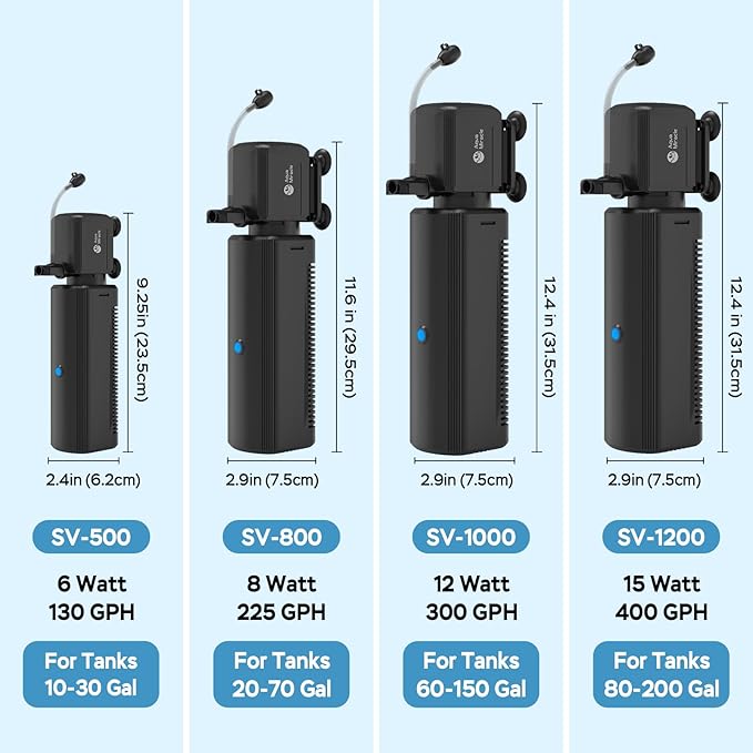 AquaMiracle Fish Tank Filter with Timer & Filter Sponge, 300GPH U - V Aquarium Filter with Aeration & Rainfall Modes, Effective Turtle Filter for Green Water Control (60-150 Gal Tank)