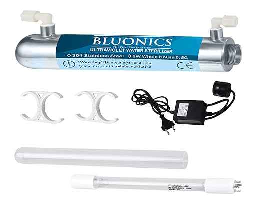 Bluonics Ultraviolet Reverse Osmosis 100GPD Water Filter System for Drinking Water with 6W Under Sink UV - 6 Stage 100GPD RO Filter NSF Certified Membrane and White Housings