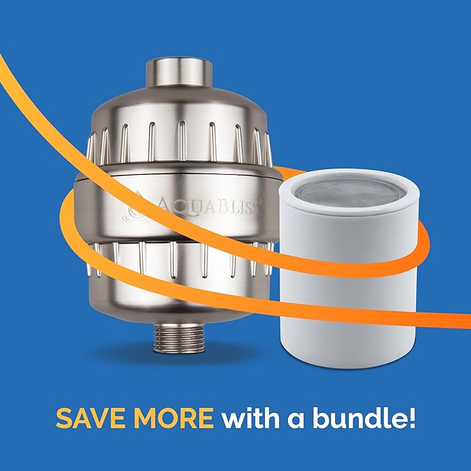 AquaBliss SF100-BN Revitalizing Shower Filter w/ 1 Replaceable Multi-Stage Filter Cartridge Inside - Plus 1 Extra SFC100 Filter Cartridges (Exclusive Bundle)