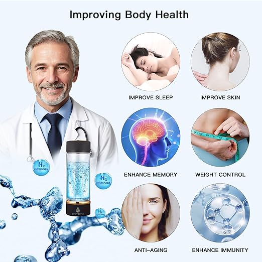 Hydrogen Water Bottle Generator, Portable Rechargeable aquahealth Hydrogen Water, Hydrogen Water Ionizer Machine, with SPE/PEM Technology, for Home Office Travel Fitness Drinking