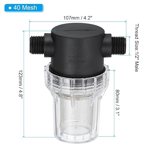 PATIKIL 1/2 Inch Male in-Line Strainer with 40 Mesh Stainless Steel Filter Screen Water Pump Filter for Garden Irrigation Pressure Washer Inlet - AquaVibe
