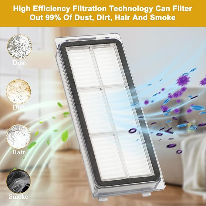 26 PCS Replacement Parts for Dreame L20 Ultra/L20 Ultra Complete L30 Ultra Robot, Vacuum Cleaner Accessories 1 Main Brush, 6 Dust Bags, 6 Mop Pads, 6 HEPA Filters, 6 Side Brushes, 1 Cleaning Brush - AquaVibe