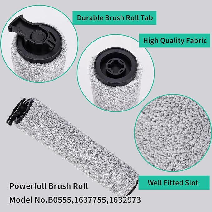 3831 Roller Brush & Filter Replacement Kit Compatible for Bissell Crosswave Hard Floor Expert Vacuum 3831 & HF2 3845N 3845 3847 3848(2 Brush Rolls + 2 Filter) Fit Bissell No. B0555,1637755,1632973 - AquaVibe