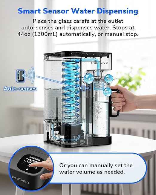 Mate 3 Reverse Osmosis Water Filter Countertop, 3:1 Pure to Drain, Smart Autofill Pitcher, No Installation Water Purifier, 8 Stage RO Water Filtration, with Remineralization, Black