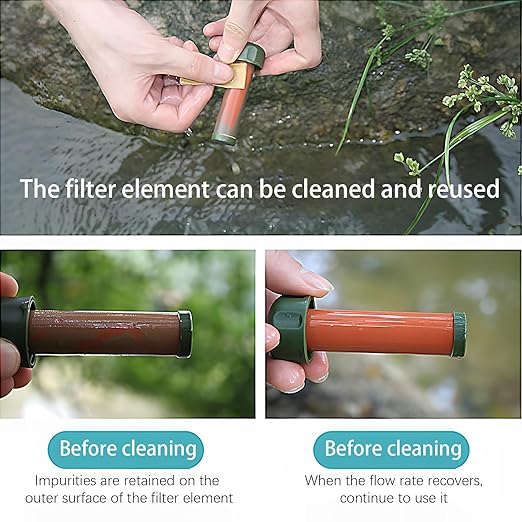 Portable Water Filter, Survival Pump Water Purification, with RO Membrane (0.0001 Micron)—Removing 99.999% of The Tested microorganisms—for Hiking, Camping, Emergency, and Outdoor Activities.