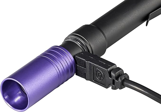 Streamlight 66149 Stylus Pro USB 400nm UV Rechargeable Penlight with - Cord and Nylon Holster, Black