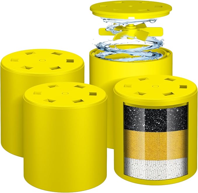 4 Pack Universal Shower Filter Cartridge- 99% Removes Chlorine, Fluoride, Heavy Metals,Hard Water Impurities - Healthier Skin & Softer Hair,Compatible with Universal Shower Filter