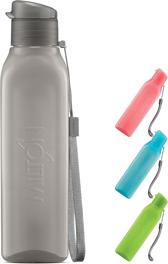 MILTON Travel Water Bottle – 1Pcs Reusable Sports Bottle with Easy Open Close Lid and Leakproof Neck – Food Grade Plastic Water Bottles for Adults and Kids, School, Gym