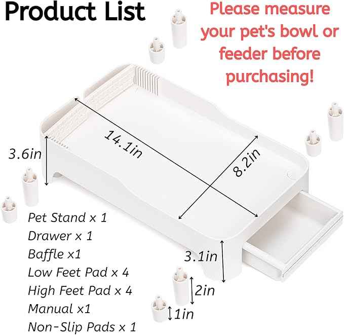 YOUEON Raised Pet Feeder Stand for Cats and Dogs Neck Health, Adjustable Height Elevated Shelf Suitable for 90% Automatic Pet Feeder & Water Dispenser, with Drawer to Stock Pet Snacks, Canned Food