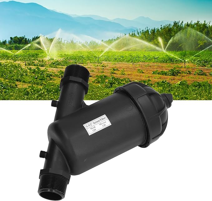 BORDSTRACT Irrigation Filter, G1 1/2 Male Thread Filtration Pump Filter 120 Mesh Drip Filter for Gardening Agriculture and Greenhouse Irrigation