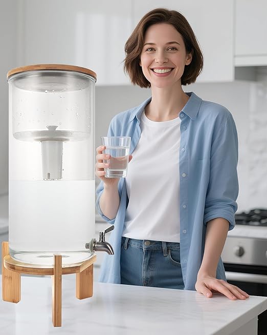 Glass Water Filter Pitcher,3.25 Gallon Water Filter Dispenser with Filter,BPA-Free,Reduces Chlorine and More,Softens the Water,Large Clearly Filtered Water Pitcher for Home,Office and Kitchen