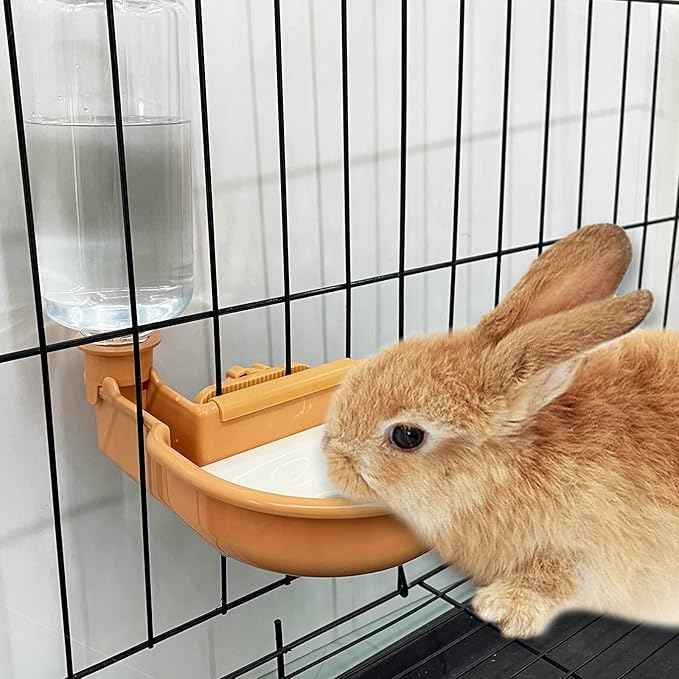 VANNON 16oz Pet Water Bottle, Gravity Dog Water Bowl Dispenser for Cage, Anti-Overflow Water Dispenser for Small Dogs, Cats, Rabbits and Other Small Animals, BPA Free, Orange