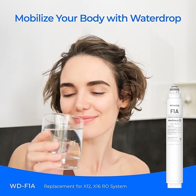 Waterdrop WD-F1A Alkaline Mineral pH+ Filter, Replacement for WD-X8-Alkaline & WD-X12-Alkaline & WD-X12-PRO & WD-X16-Alkaline Reverse Osmosis System, 12-month Lifetime